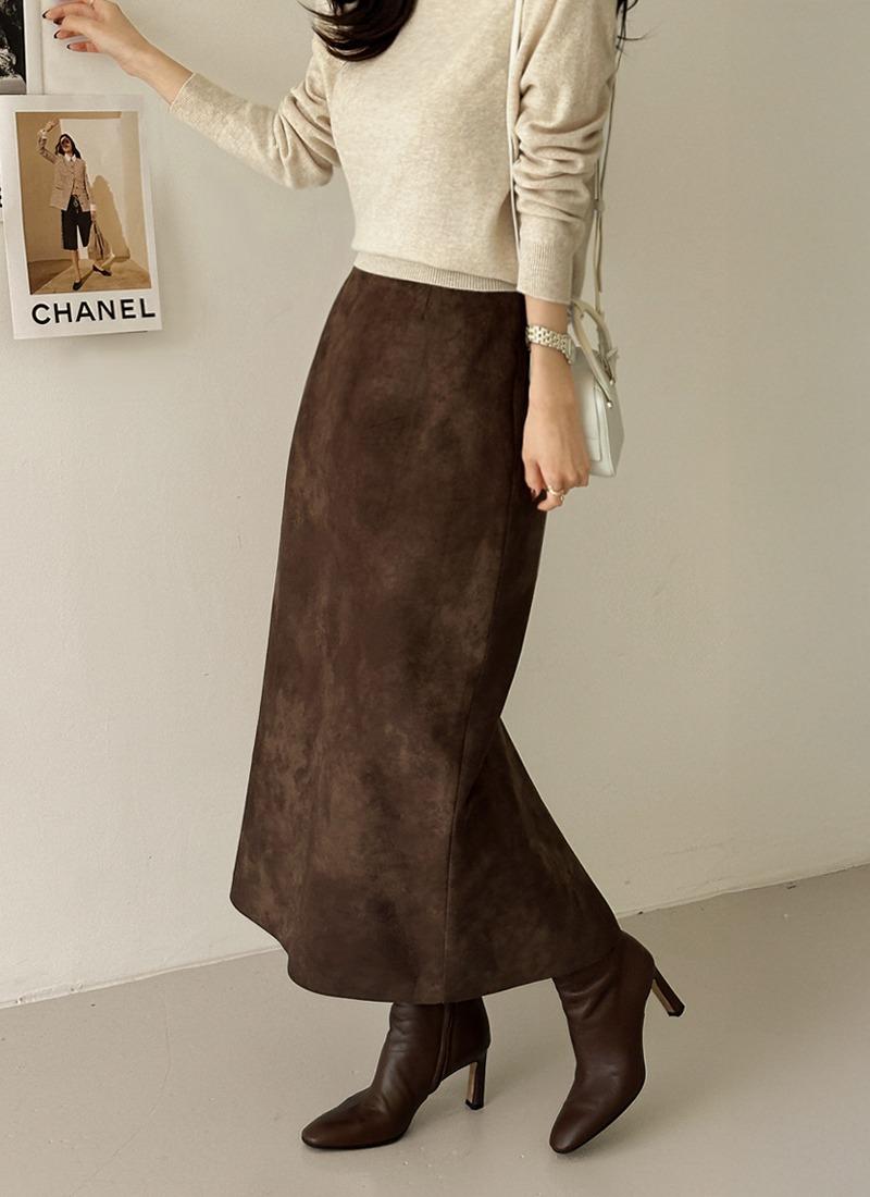 미에 스웨이드 H라인 스커트