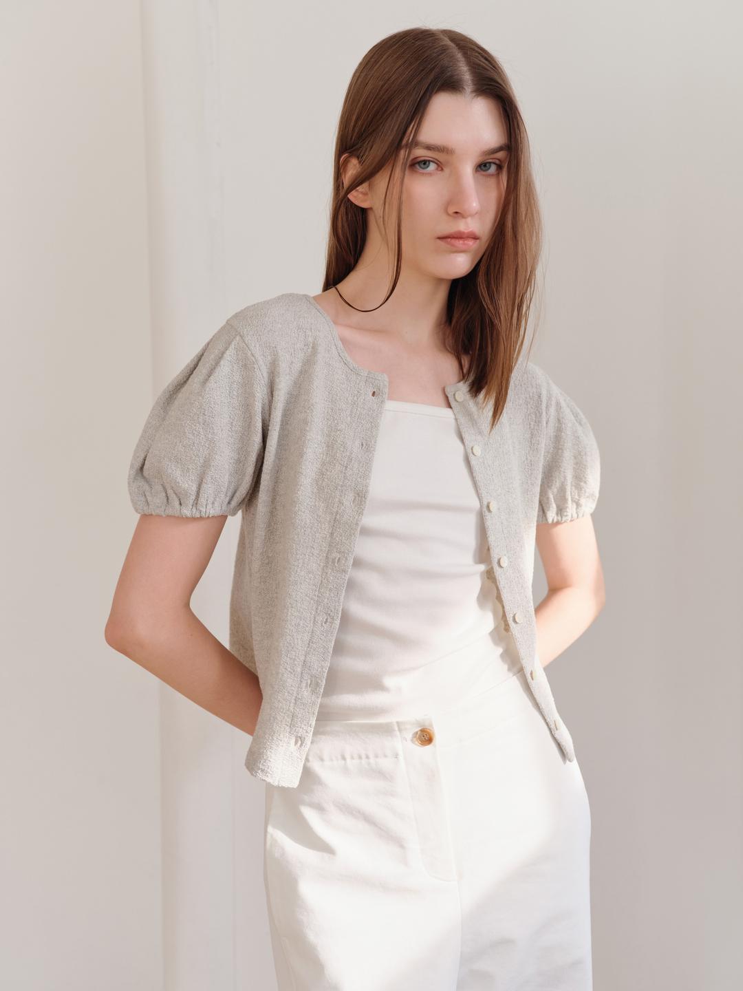 Nue puff sleeves Two-way top (Gray)