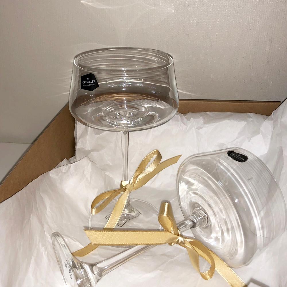 1잔+1잔 보헤미아 크리스탈 스퀘어 튤립 와인잔세트 220ml 선물 포장