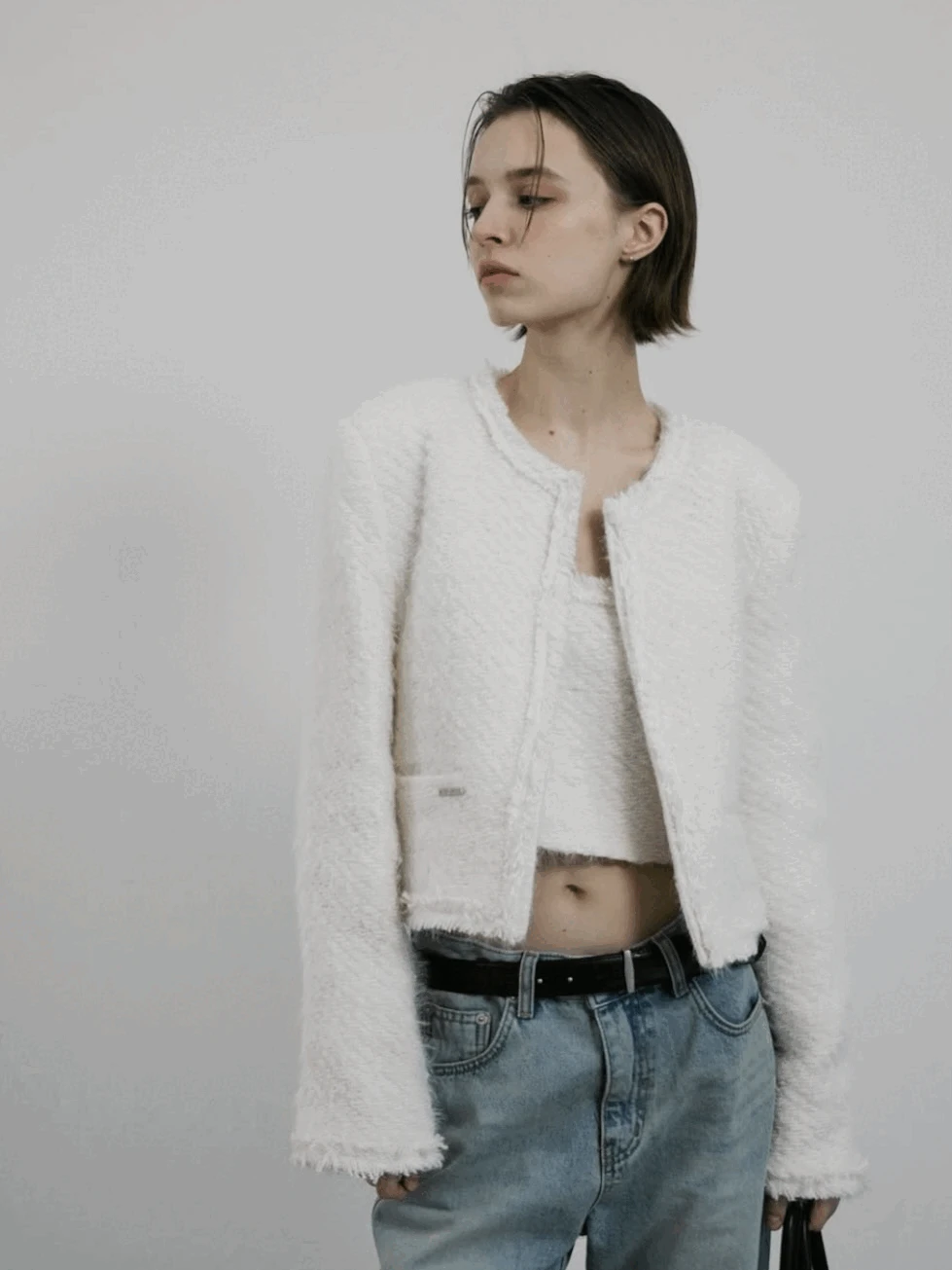 울 스티치 트위드 자켓 [Ivory]