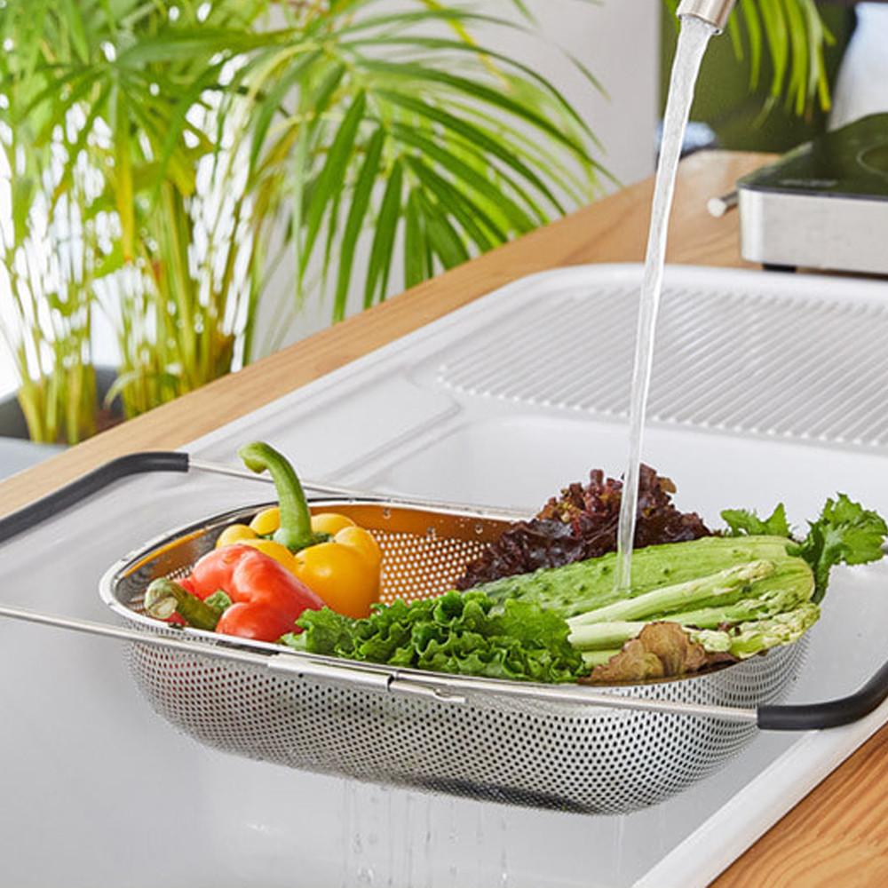 오슬로 스텐 길이조절 채반 보조 식기건조대 야채 손질 트레이