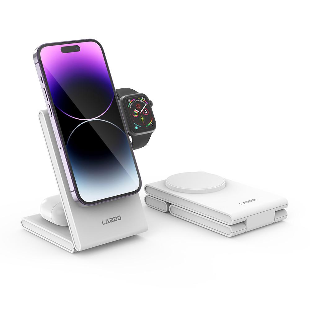 랩디오 3in1 폴더블 접이식 무선 충전기 L5 맥세이프 아이폰 갤럭시 에어팟 워치 핸드폰 거치대