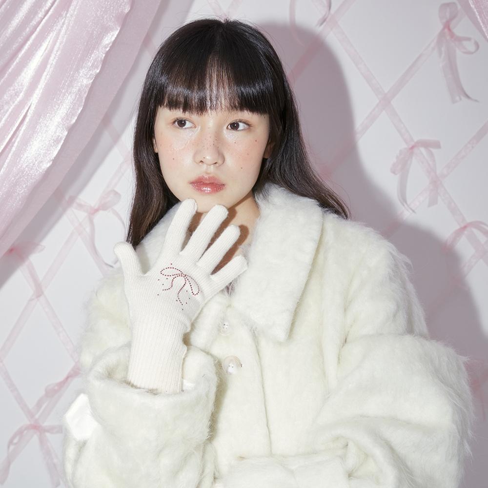 RIBBON HOTFIX GLOVES (IVORY)