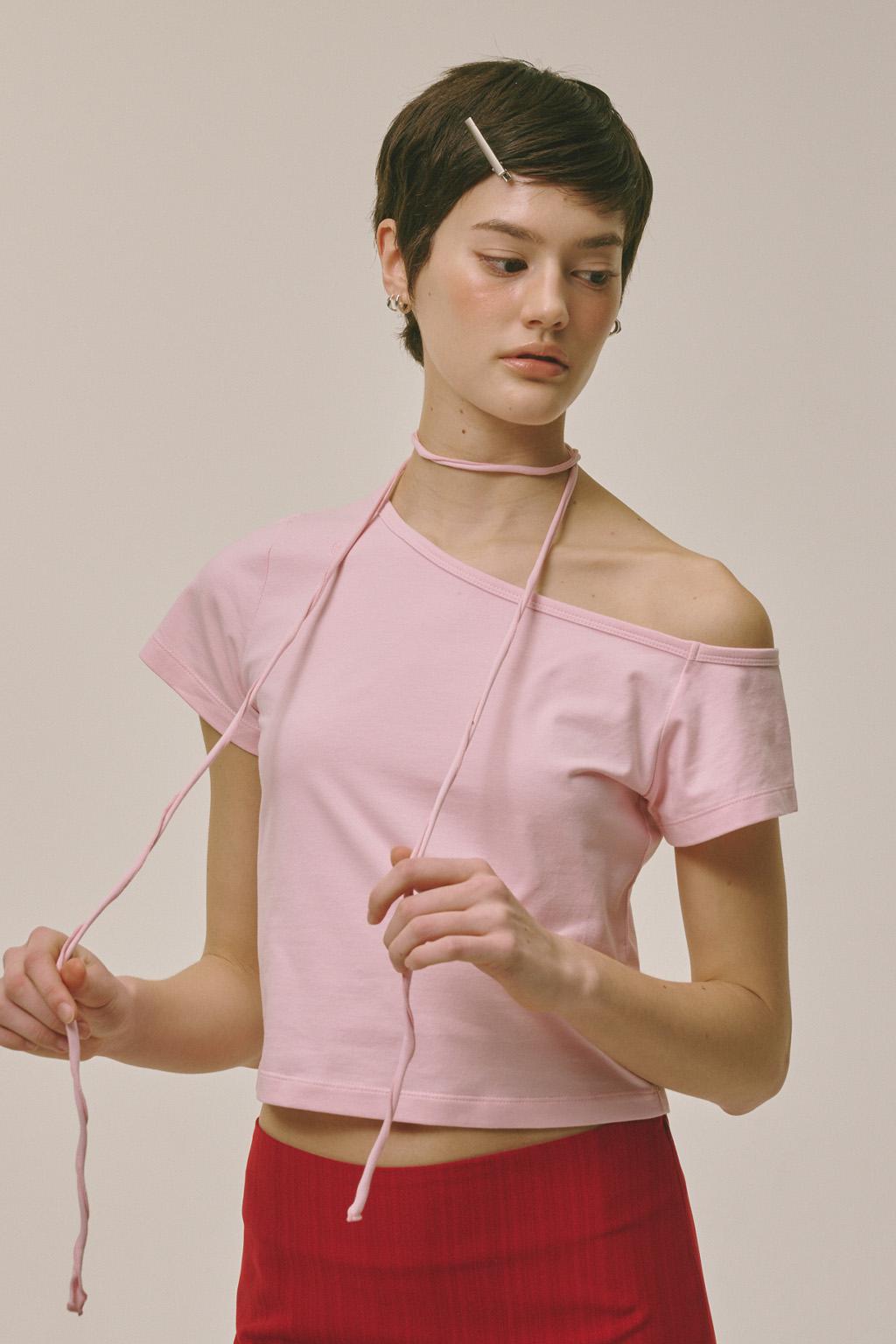 One Off-shoulder Top Re Pink