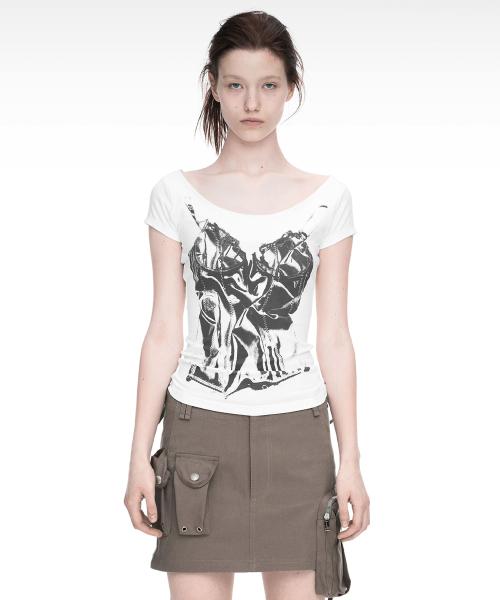 SLIP X-RAY PRINTED T-SHIRT IVORY