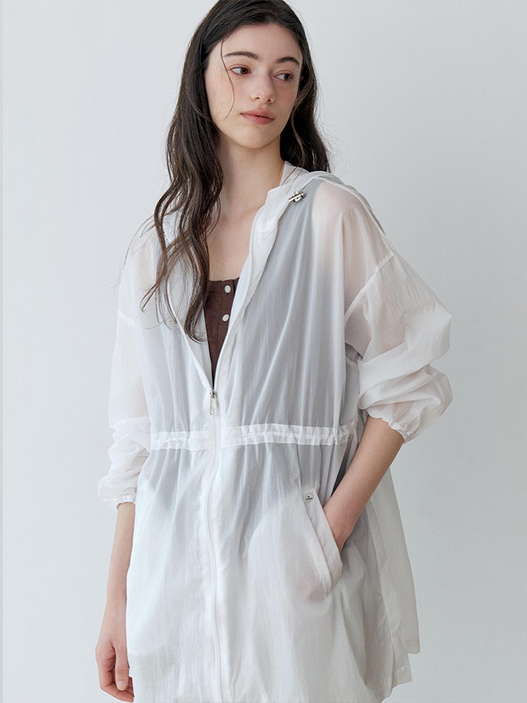 르 스튜디오 SHEER HOODED ZIP-UP JUMPER (WH) (LS262JP006KWH) | 바바더