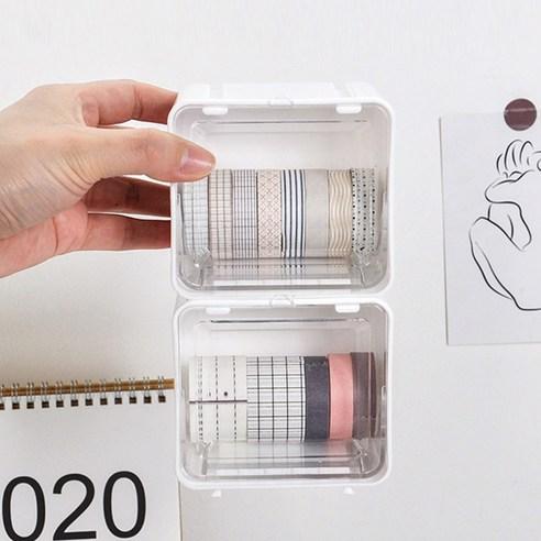 HK.sell 심플한 투명 마스킹테이프 정리 보관함, 화이트, 4개