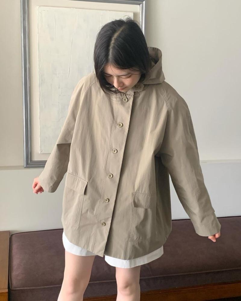 jinsim 진심 마리나 후드 코트 포켓 코튼 야상 하프 ct (3 color)