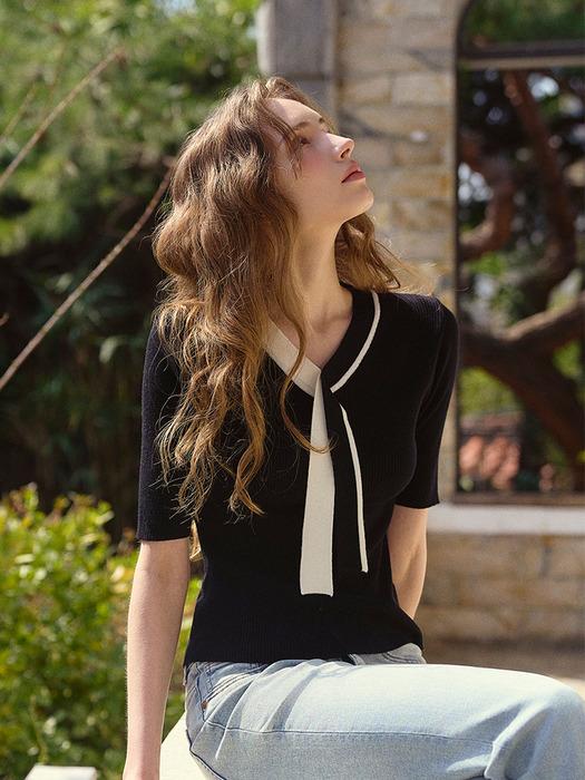 CLASSIC TWO-TONE V-NECK SLIM KNIT (2COLOR)