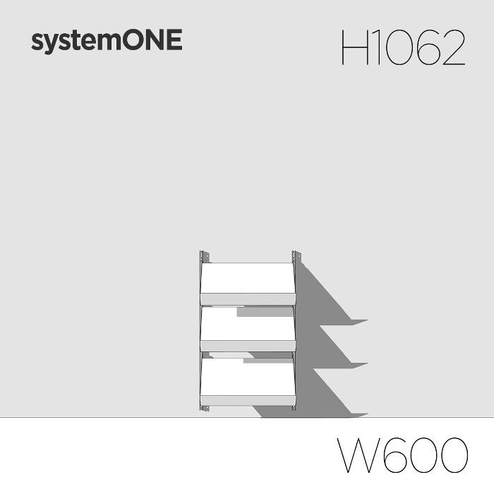 [시스템ONE] 북카페 경사선반세트 W600 H1062 *벽 설치