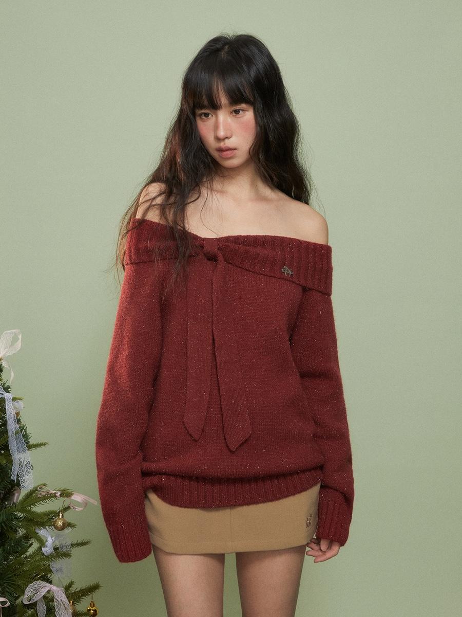 Weekendhub Ribbon Shoulder Sweater