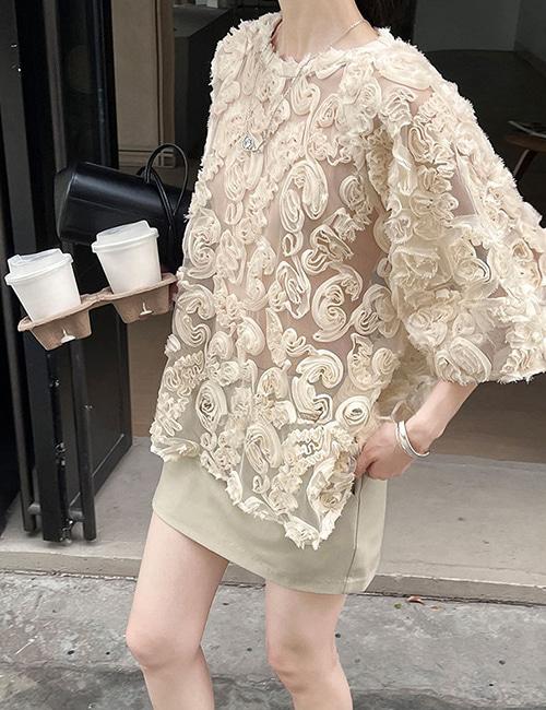 디에 미아 웨이브 입체패치 라운드 탑