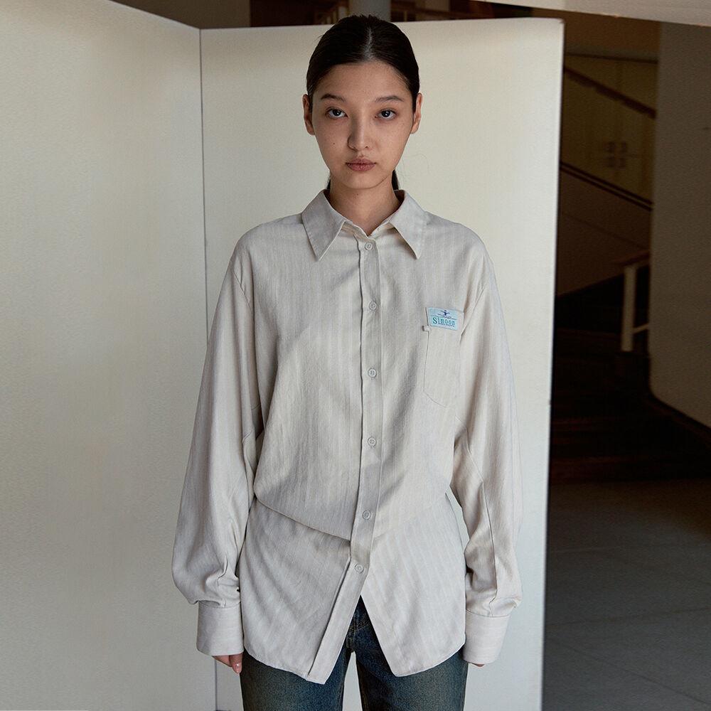 OVERSIZED STRIPE SHIRT (CREAM)
