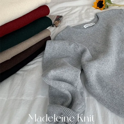 [MADE/당일발송🚚] 마들렌 라운드 베이직 여리핏 긴팔 니트 - 7color