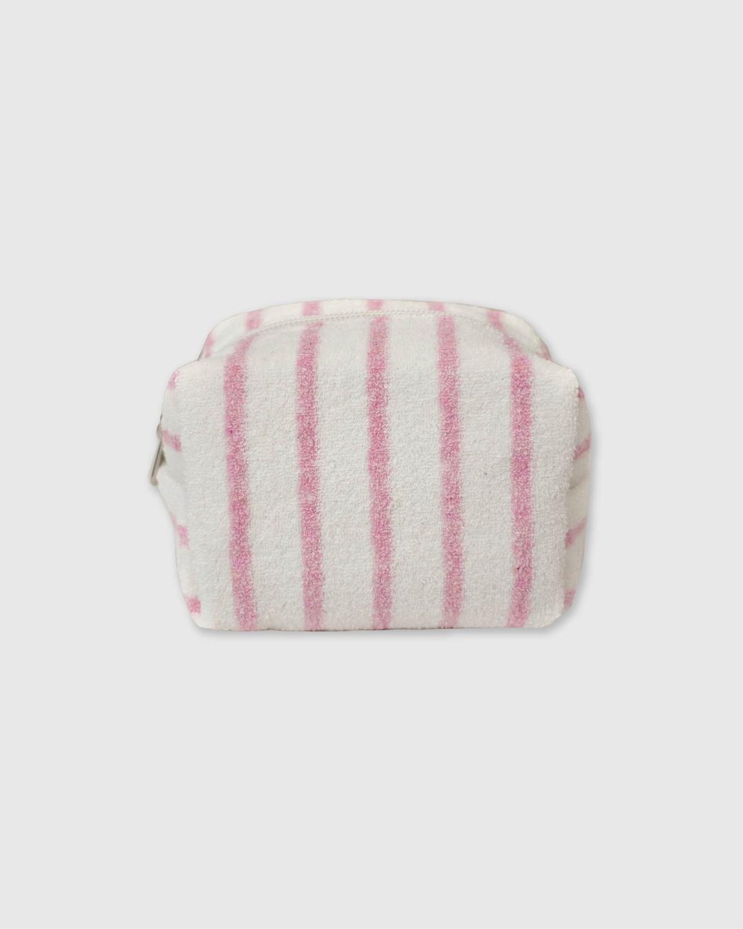 Stripe terry pouch (white-pink)