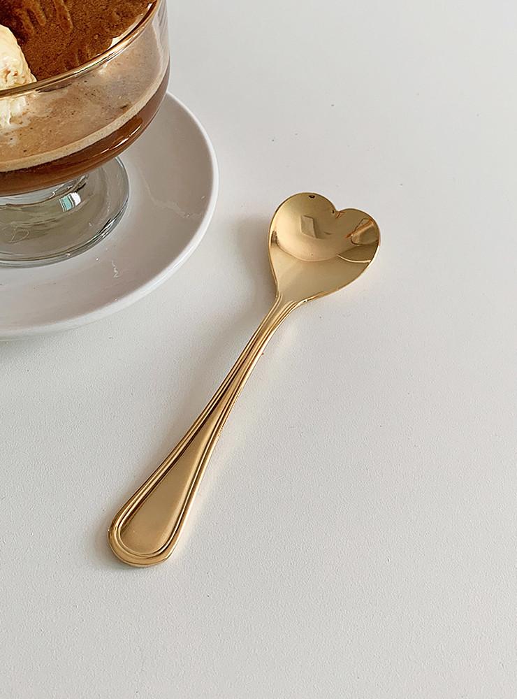 [루키코마니] 골드 디저트 아이스크림 하트 스푼