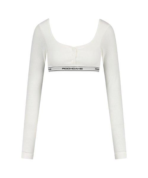 Line San Serif Long Sleeved Bra - White
