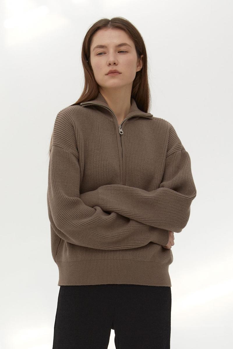 [1/19 예약배송] 21W HALF ZIP-UP KNIT (TAUPE BROWN)
