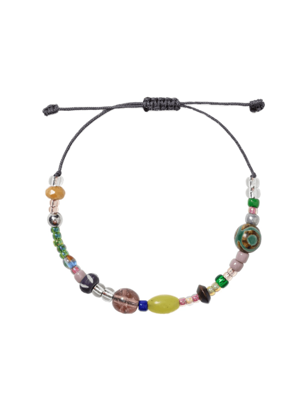 Charcoal Beads Macramé Bracelet Charcoal