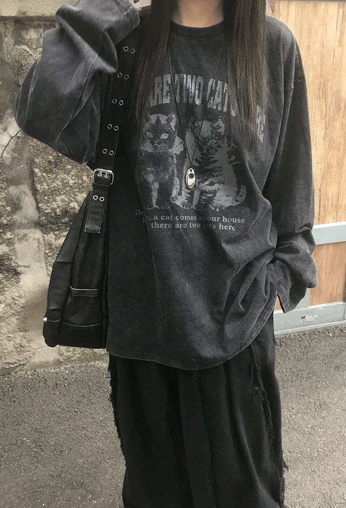 피그먼트 캣 티셔츠