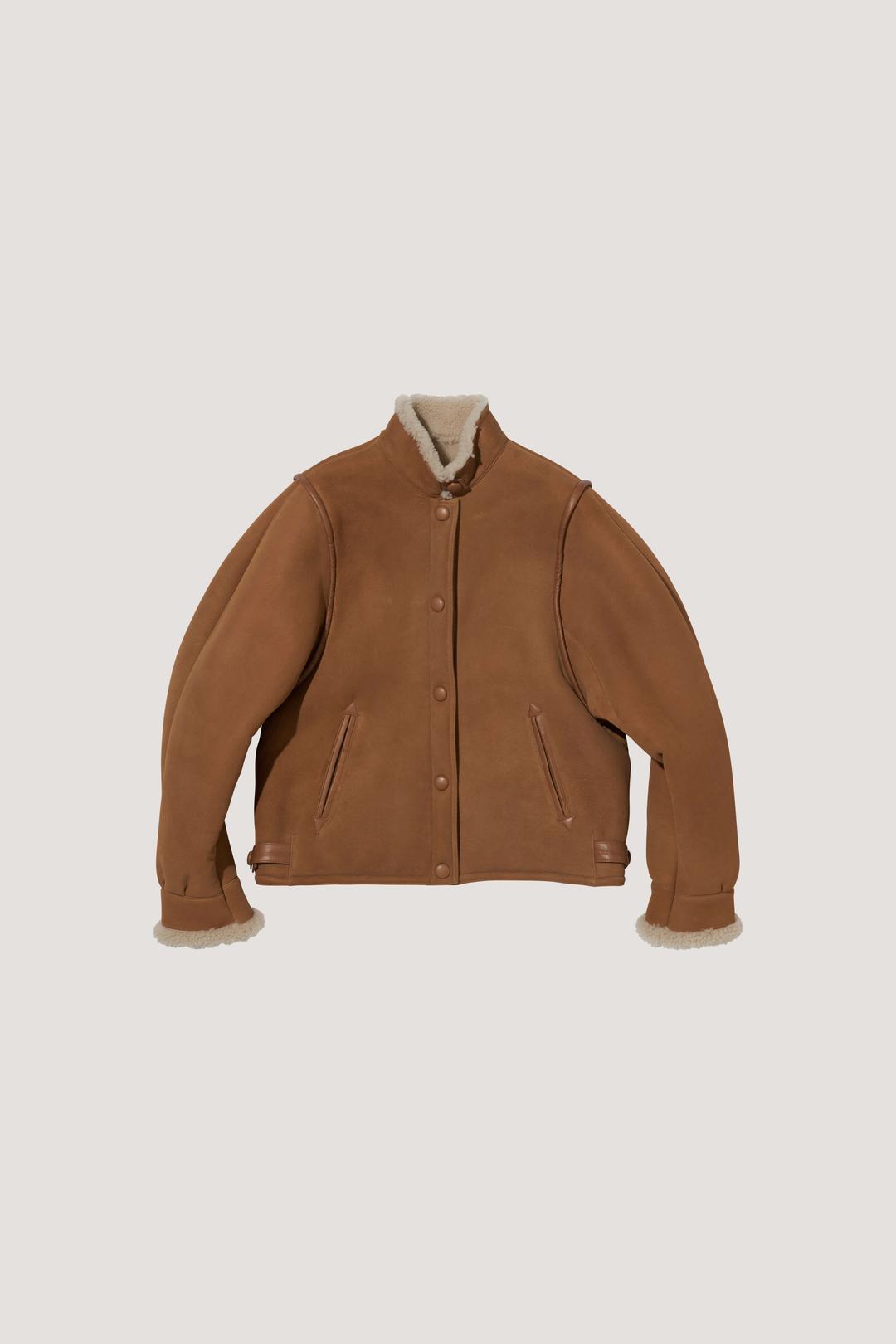 Mandarin Collar Shearling Jacket