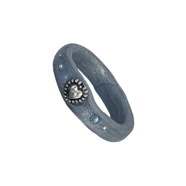 [vivifloring] antique heart ring_lightblue / 비비플로링