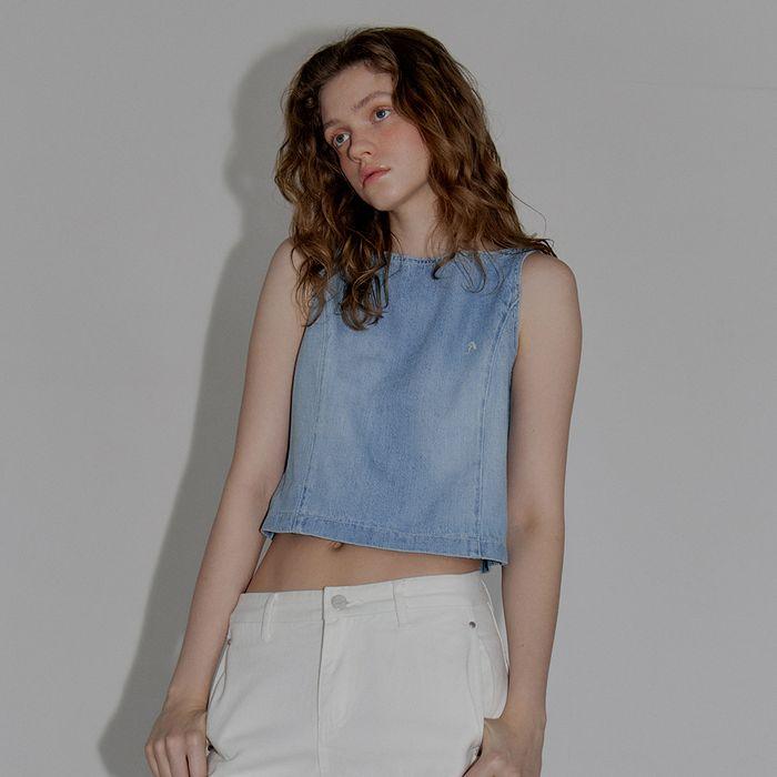 LINEN DENIM BOATNECK SLEEVELESS_LIGHT BLUE