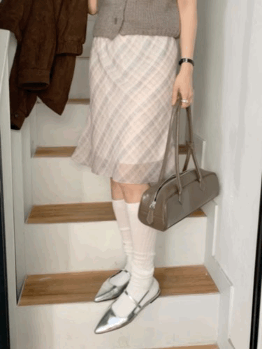 *바로배송! 체크스커트 봄스커트 미디