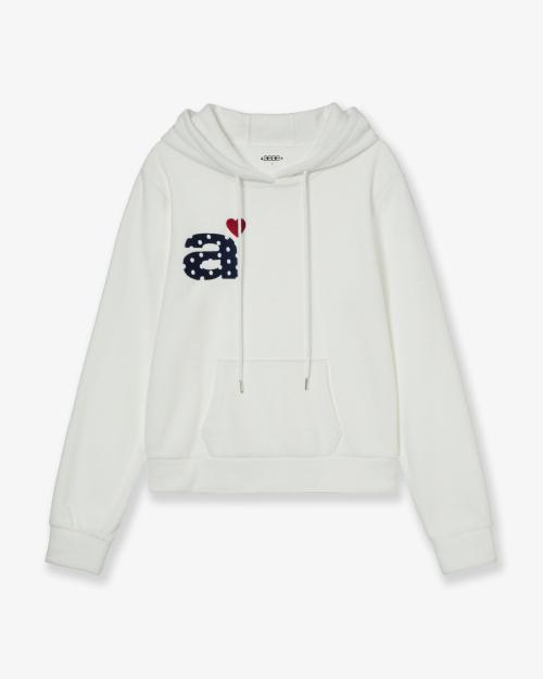 DOT SMALL LETTER FLEECE HOODIE [WHITE]