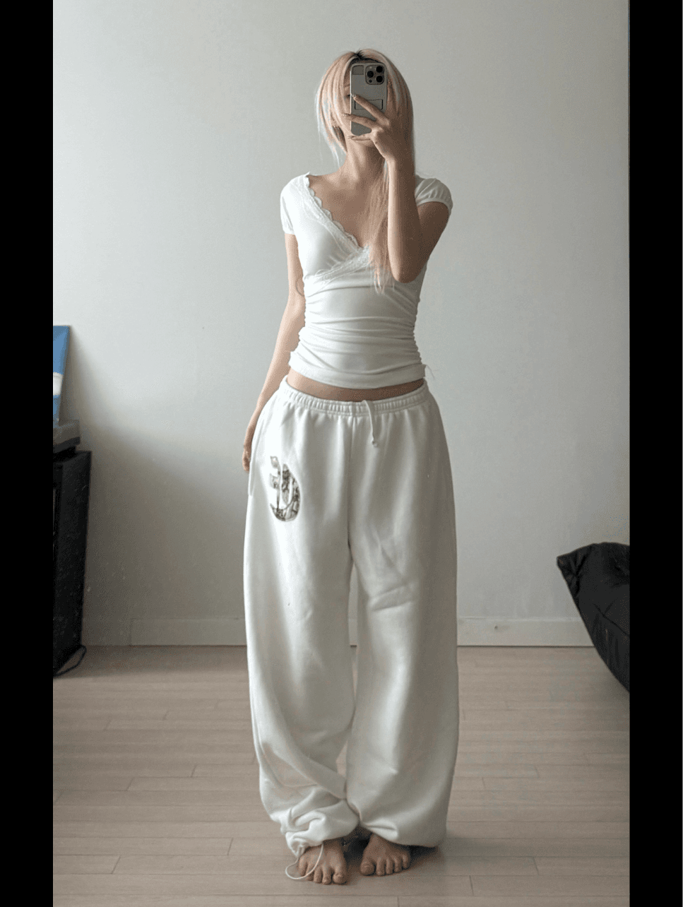 [ERTR] [프리 오더] [NEEDLE 니들 X ERTR 콜라보 2차 ] Real Tree Appliqué Jogger Pants (White)