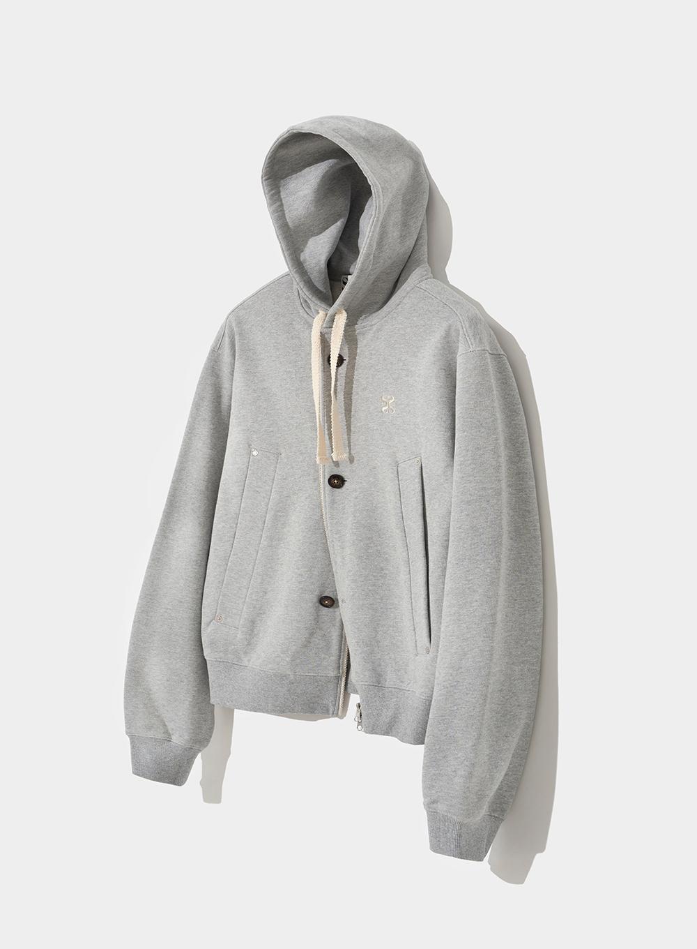 [9월8일 예약배송]Teo Cotton All Day Hood Zip-up - Melange Gray