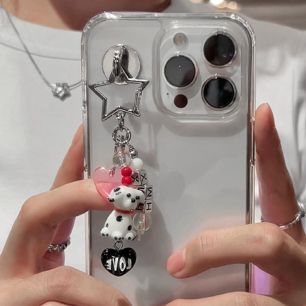 달마시안 이니셜 키링 강아지 비즈 스트랩 폰스트랩 휴대폰줄 핸드폰 고리 핑거스트랩