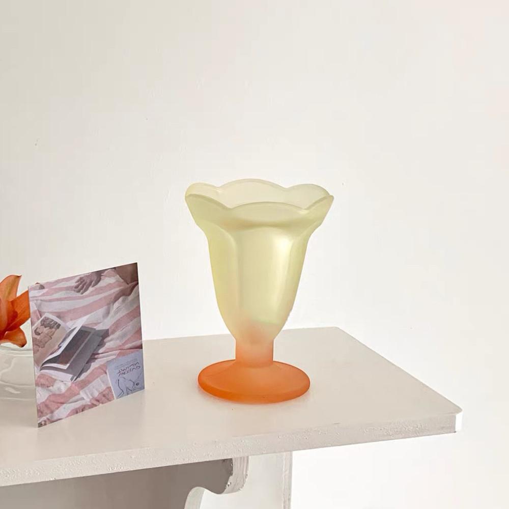 [모모피너츠] 그라데이션 튤립 유리잔 고블렛잔 오브제 홈카페 요거트볼