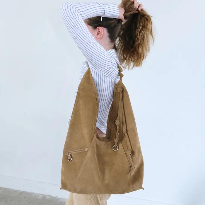 Knotted layer bag(Suede caramel)