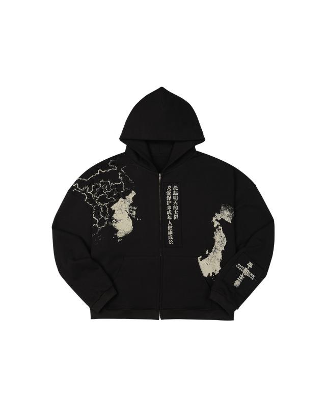 PACIFISM SLOGAN HOOD ZIP_BLACK