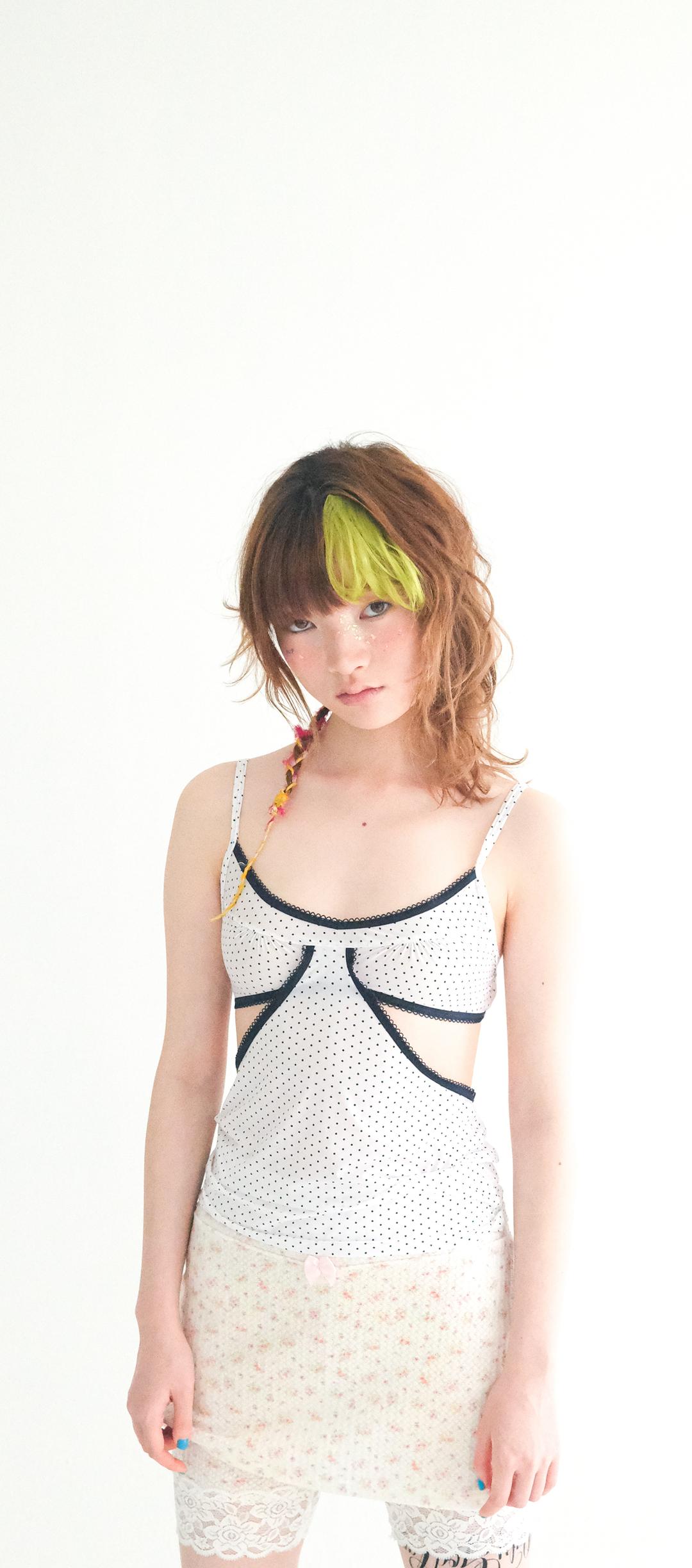 3차★[fa.er.ie] pin dot lingerie camisole (white)