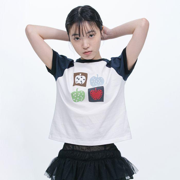 APPLE RAGLAN T-SHIRT, WHITE