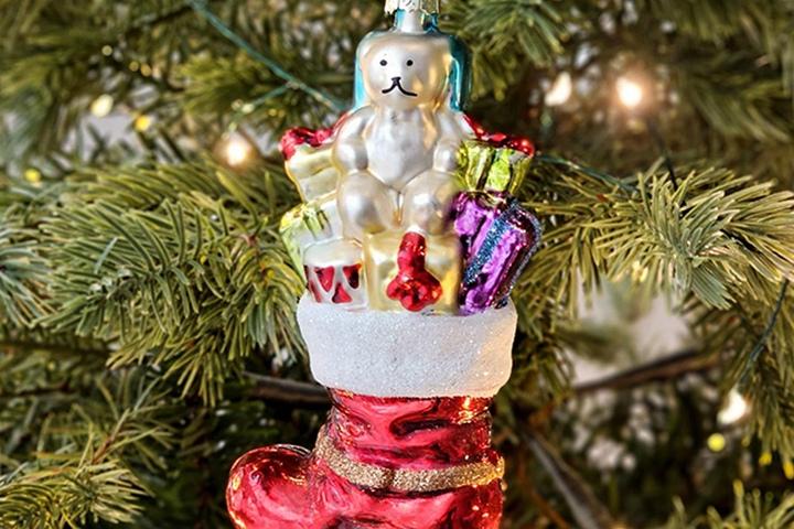 앤틱 글라스 트리 오너먼트 곰돌이 선물양말