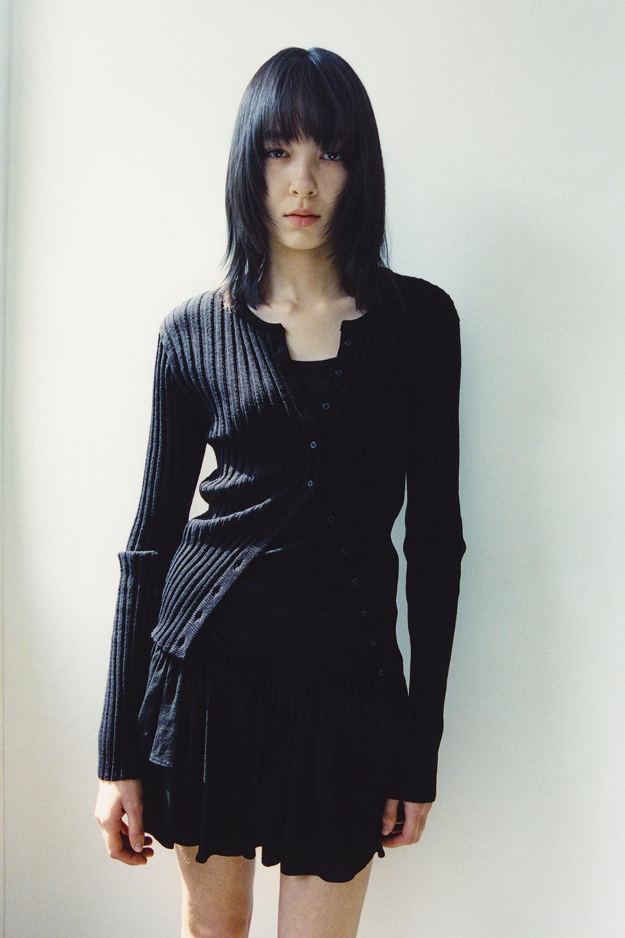 시어드 린넨 카디건 BLACK