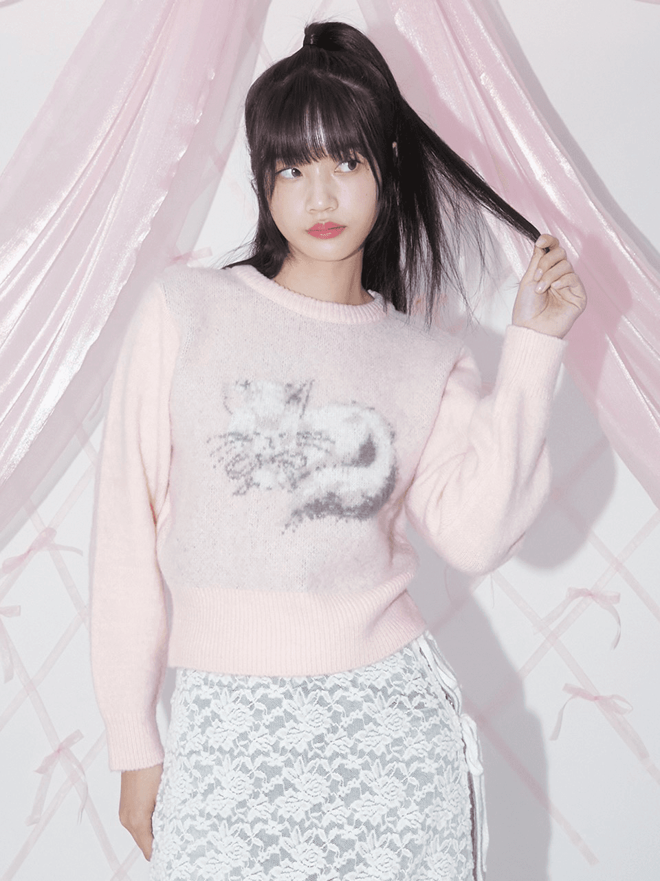 BRUSH KITTY PULLOVER (LIGHT PINK)