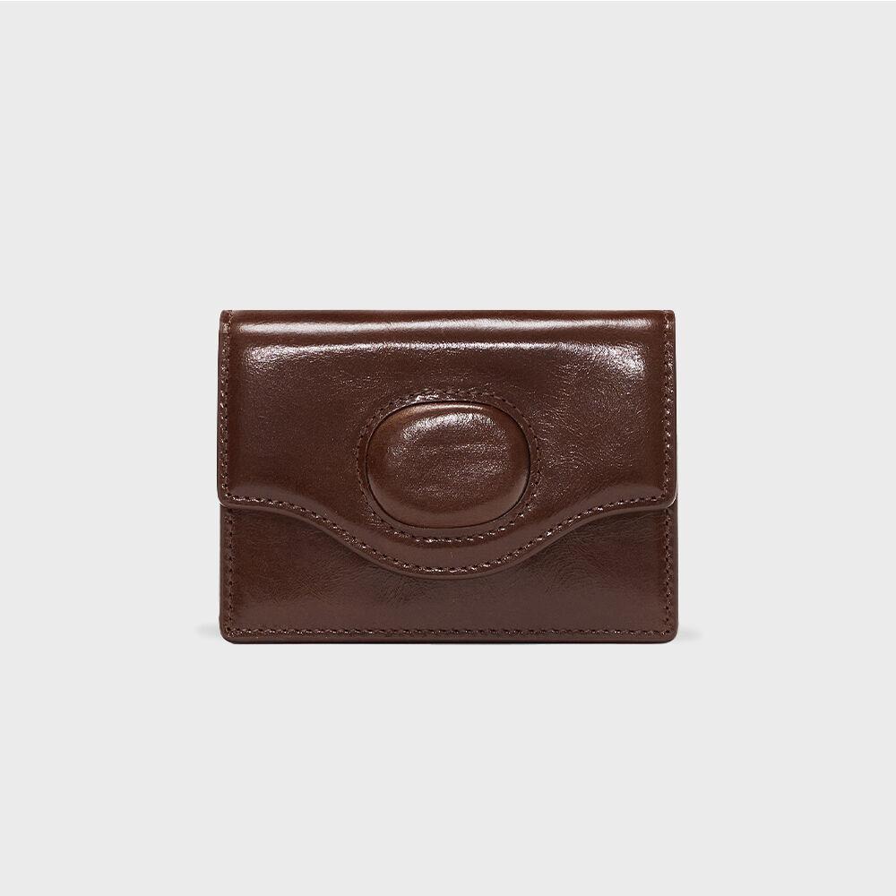 EGGSHELL CARD WALLET_DARK BROWN
