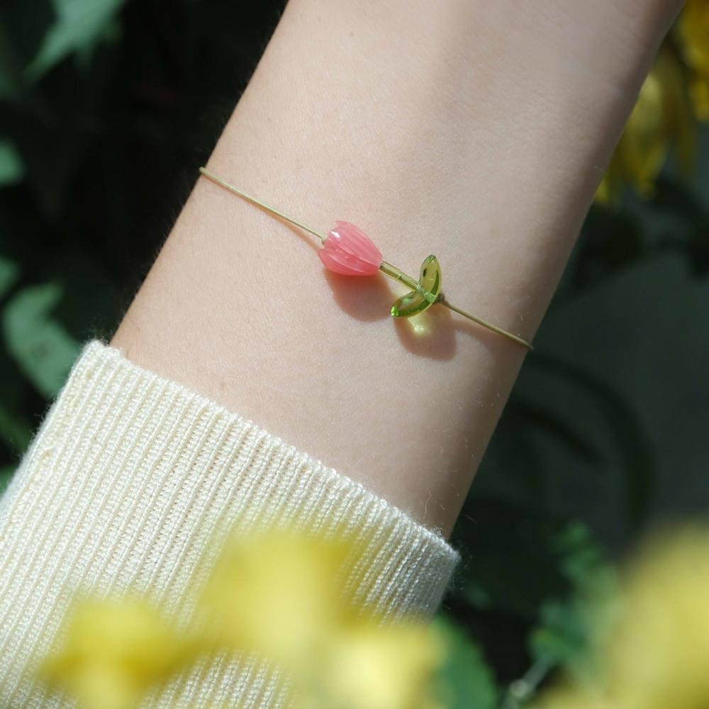 꽃비즈 실팔찌 튤립