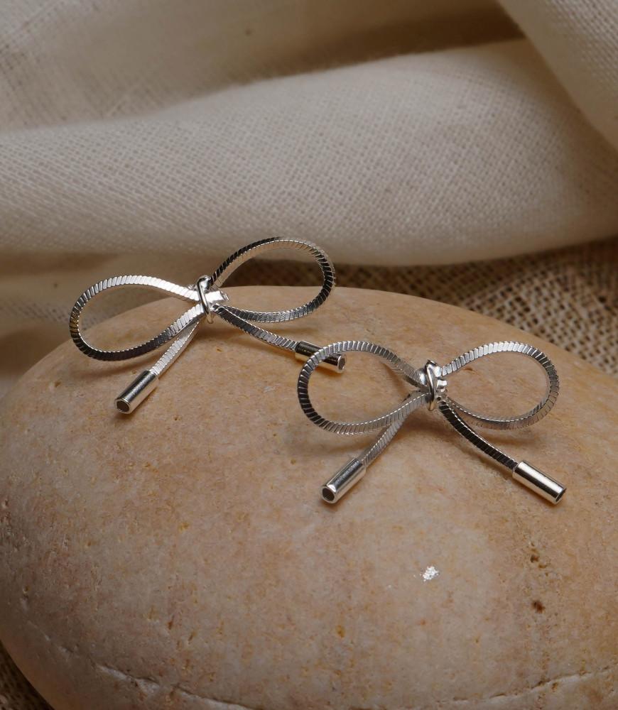 [925실버/무배] 리본타이 매듭 실버 드롭이어링