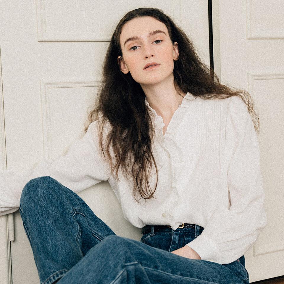 spring cotton pin-tuck blouse (off white)