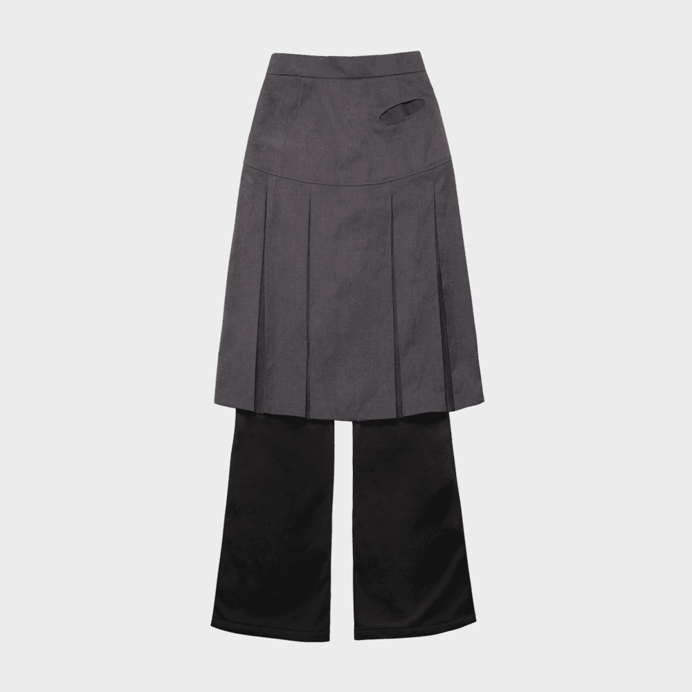 Jersey Pleats Skirt Pants / Black