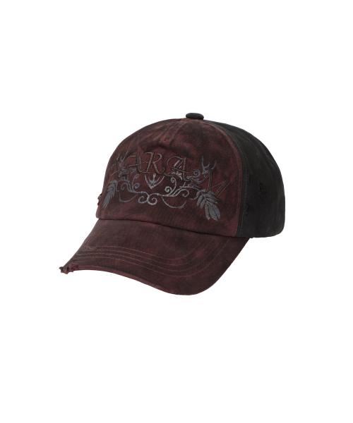 VTG Washed Damage Ball Cap (Wine)