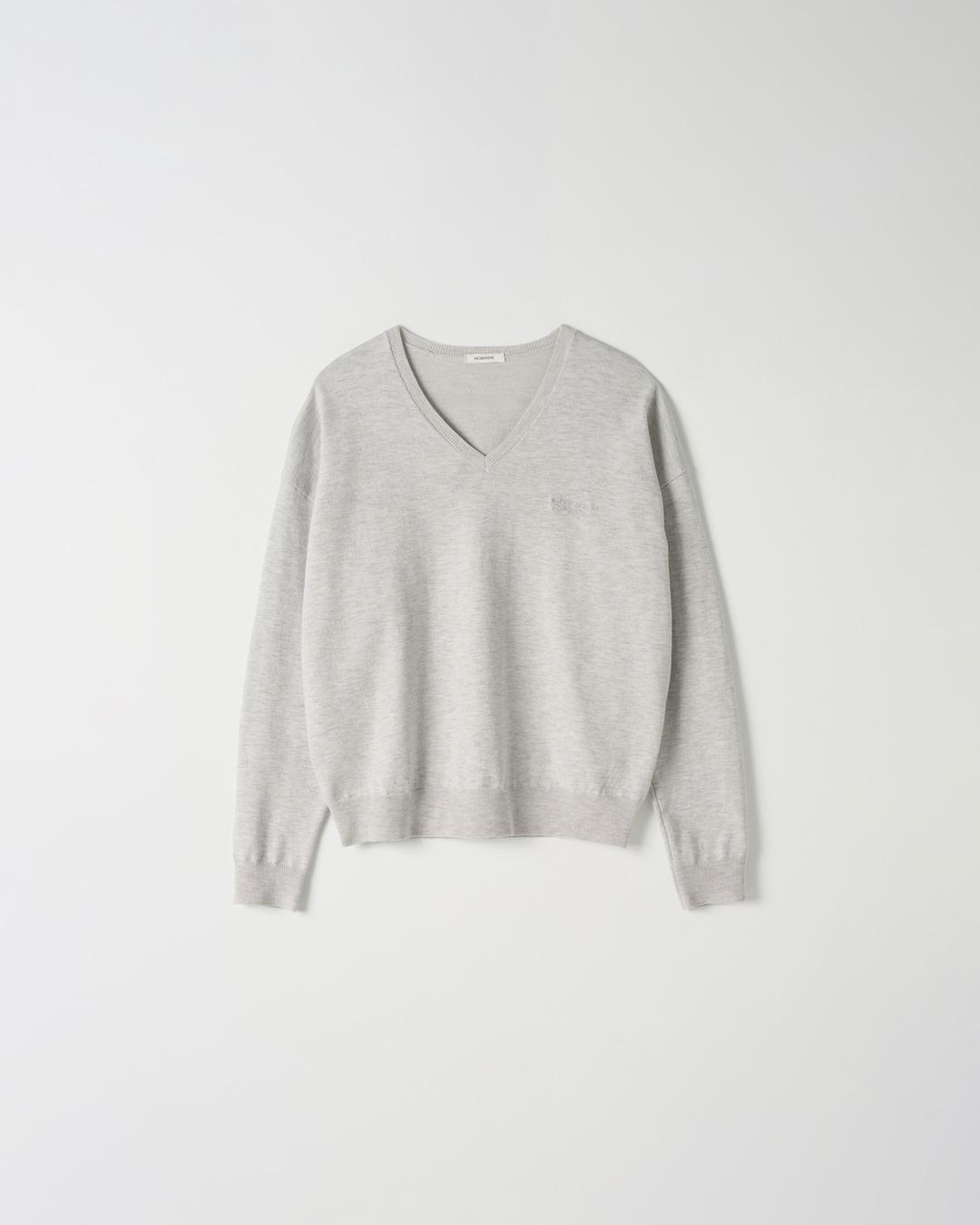 Silk Blend V-Neck Knit [GREY]