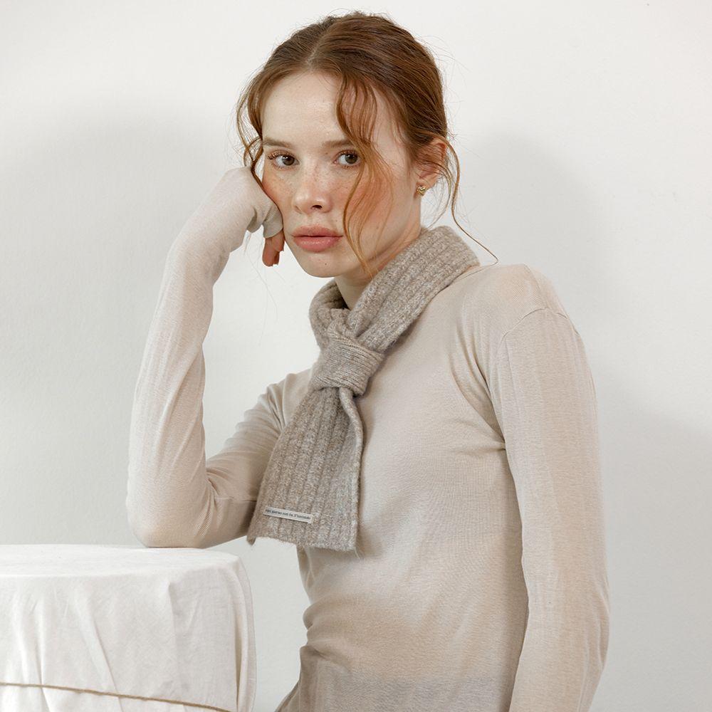 [선물포장] Ssecondo giorno wool short muffler (Oatmeal)