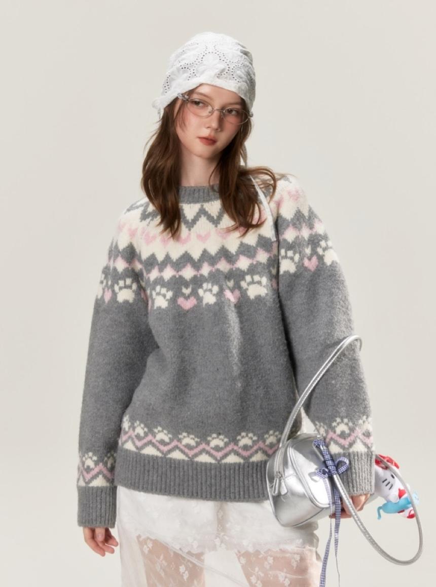 BETWEENAND Fair Isle Small Foot Jacquard Sweater