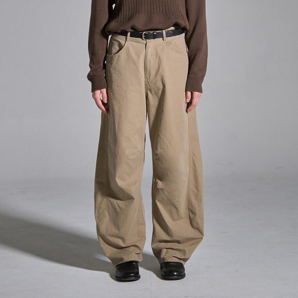 curved cotton pants (beige)